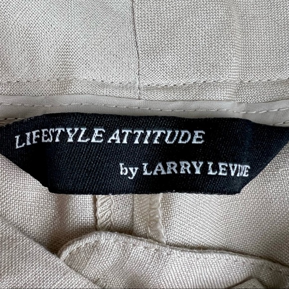 Lifestyle Attitude by Larry Levine Linen Blend Khaki Wide Leg Carpi Pant Plus 16 - Picture 8 of 11